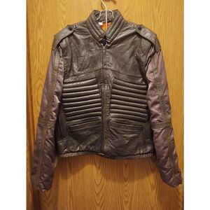 Vtg Gabrielle Of New York 80s Brown Genuine Burble Lamb Leather M Bomber Jacket